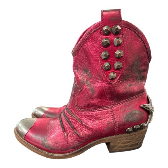 BALDAN metallic hot pink embellished ankle cowgirl boots, size 38 EU, Never worn - Picture 9 of 15